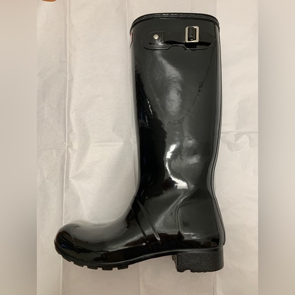 Hunter Original Tour Gloss Rain Boot - Black Sz 7 - Picture 7 of 12
